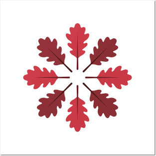 Radial Oak Leaves (Red) Posters and Art